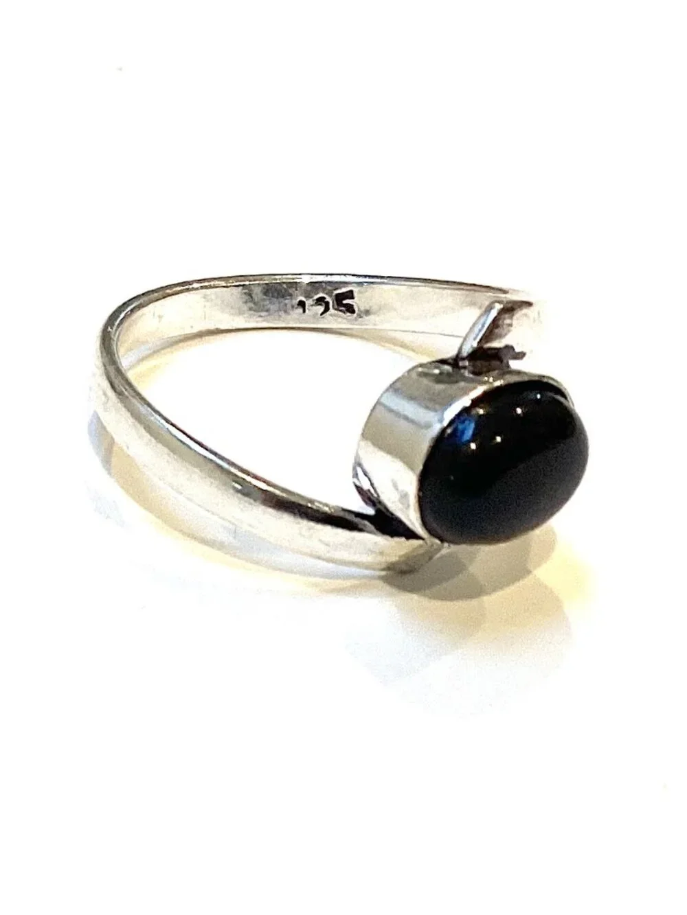Size 6 Black Ring, 925 Sterling with Onyx Stone, Small Ring Womens Boho